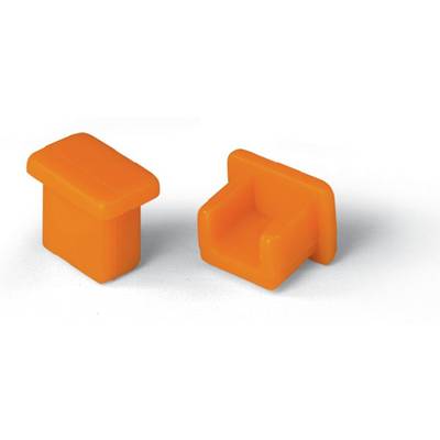 Two orange plastic toy chairs, one with a backrest and one without, on a white background.
