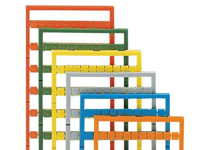 Colour-coded tick-off shoes in various sizes, ranging from large to small, displayed.