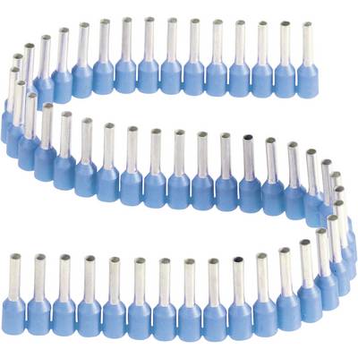 Blue cable end sleeves arranged in an S-shape.
