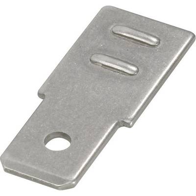 Metallic rectangular door connection block with two protrusions and a mounting hole.
