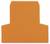 An orange plastic component with a T-shape, on which 'WAGO 281' is printed. It is frequently used as a terminal block separator for electrical applications.