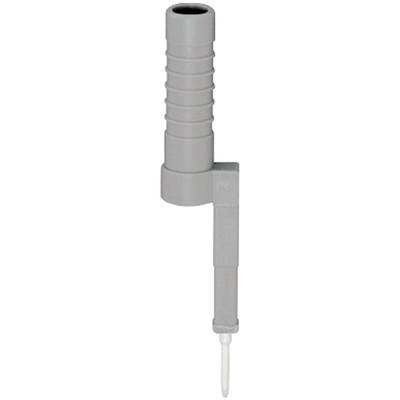 Grey laboratory pipette with a ribbed handle and narrow tip, suitable for precise dosing of small liquid volumes.