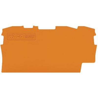 Orange end cap with the inscription 'WAGO 2002', likely for covering or securing an electrical connection.