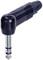 A black Neutrik audio plug with a 90-degree angle.