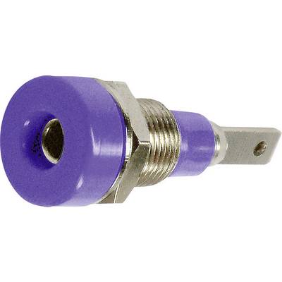Purple button with metal thread and threaded fastening, suitable for industrial applications.