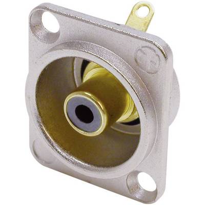 Built-in socket with metal housing and gold-plated connector in the centre. Suitable for audio or video connections.