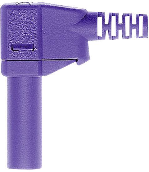 Lila plastic spray nozzle with rectangular connection and small mesh. Used for precise liquid distribution in industrial applications.