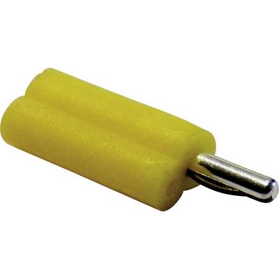A yellow wall plug with a metal screw, used for fixing into walls.