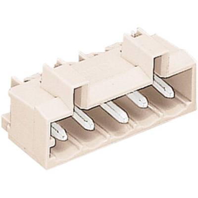A rectangular, beige plug with five parallel metal contacts, used in electrical connections.