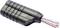 A small black jack plug adapter with a ribbed surface and three metal contacts.