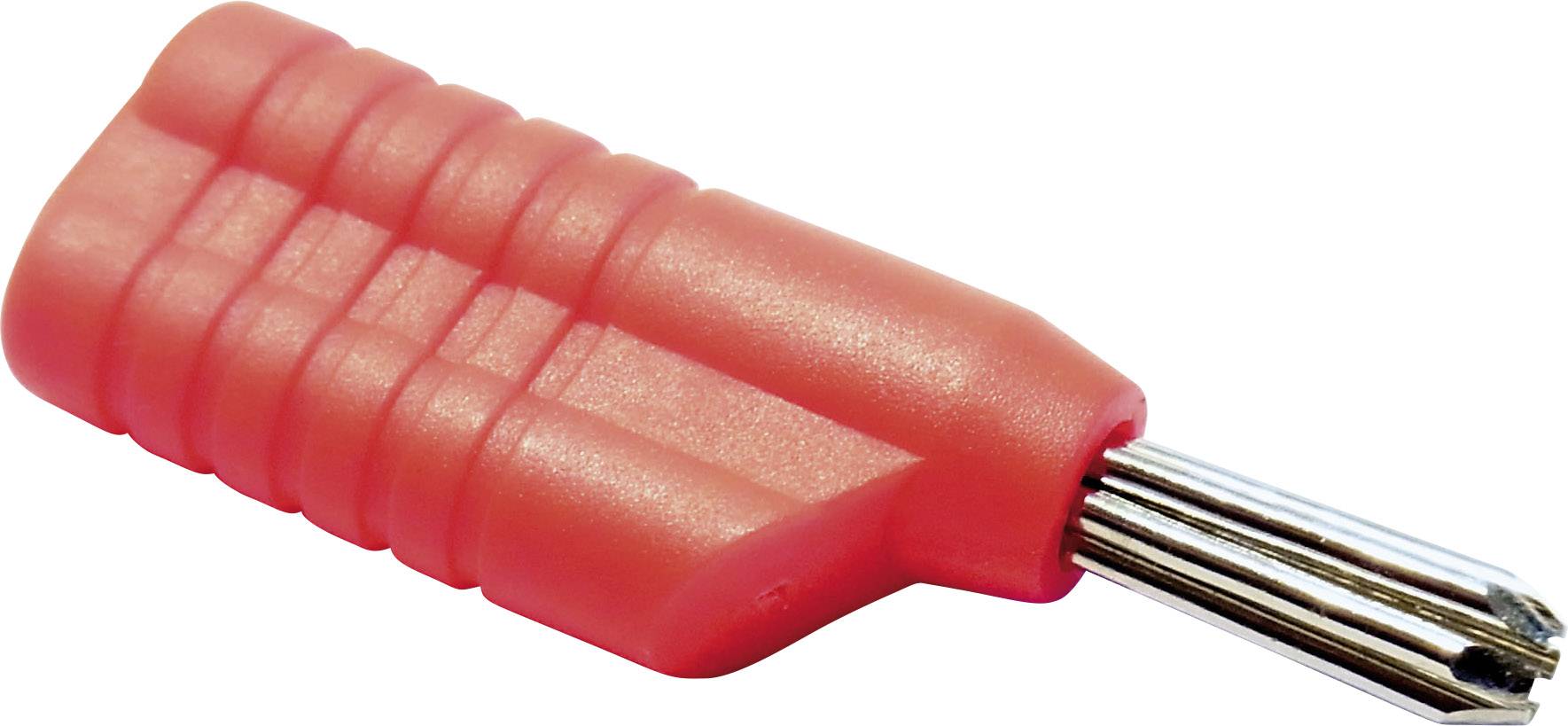 Red screwdriver handle with a textured surface and a short, metallic bit attachment for precision work.