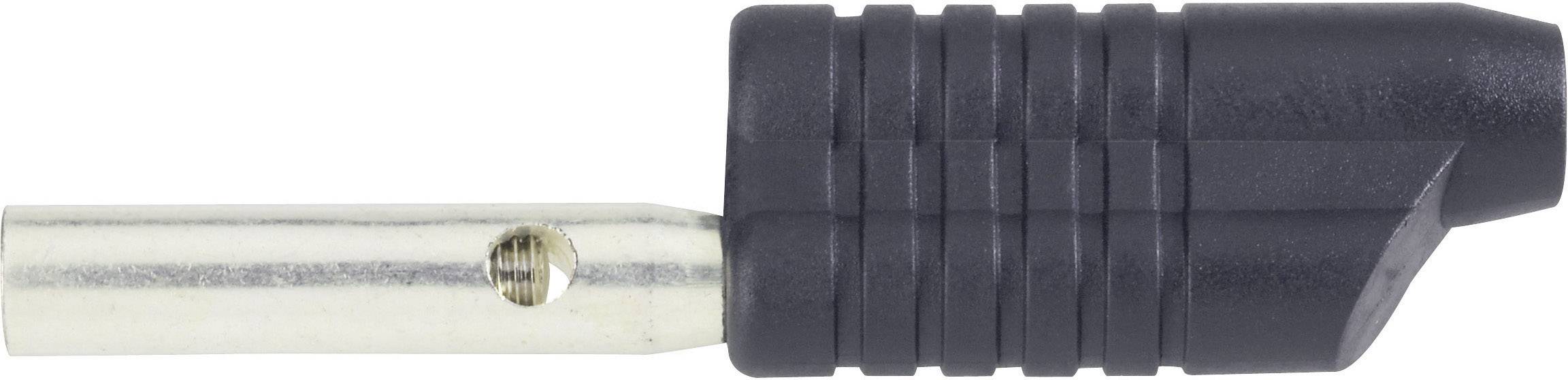 'Photograph of a silver and black antenna plug with a ribbed, conical black rubber cap.'