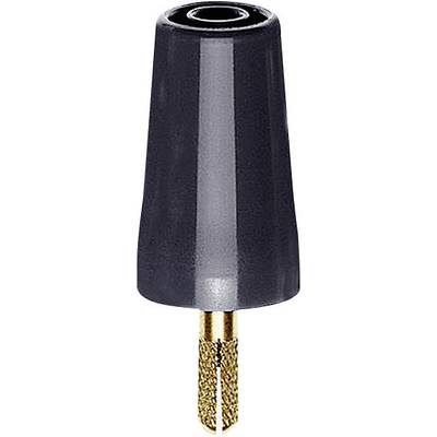 A black plastic screw cap with a visible gold-coloured metal component underneath, potentially part of a tool or device.