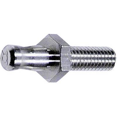 Metal screw with thread showing a hexagonal head and smooth shoulder; typical use for fastening two components.