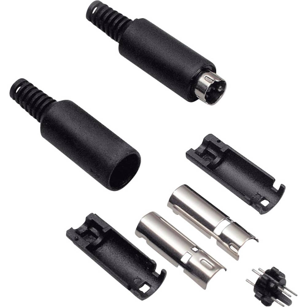 BKL Electronic 0204004 Mini DIN connector Plug, straight Number of pins (num): 6 Black 1 pc(s)
