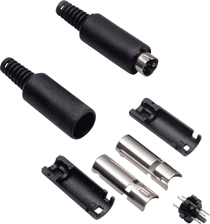 BKL Electronic 0204005 Mini DIN connector Plug, straight Number of pins: 7 Black 1 pc(s)