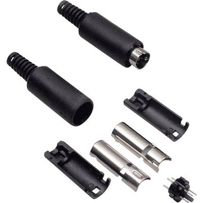 BKL Electronic 0204005 Mini DIN connector Plug, straight Number of pins: 7 Black 1 pc(s)