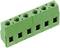Green electrical connector with eight terminals, suitable for printed circuit board mounting.