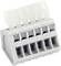 A white, five-pole terminal block for electrical connections. Suitable for connecting multiple cables within a device.