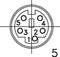 Connector layout diagram with contact numbers 1 to 5, centred in a circle.