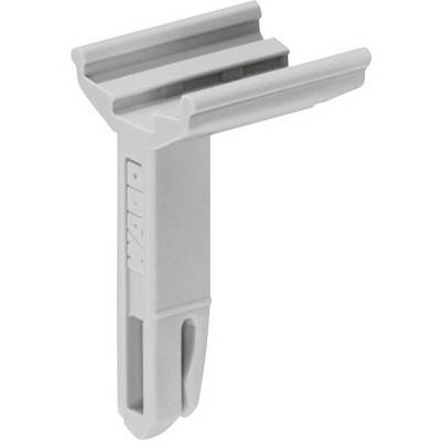 A white razor without a blade, standing vertically. Clear plastic body with a simple, functional design.