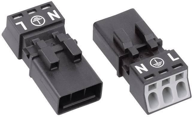 WAGO 890-213 Mains connector WINSTA MINI Plug, straight Total number of pins: 2 + PE 16 A Black 1 pc(s)