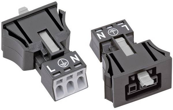 WAGO 890-703 Mains connector WINSTA MINI Socket, straight Total number of pins: 2 + PE 16 A Black 1 pc(s) Single