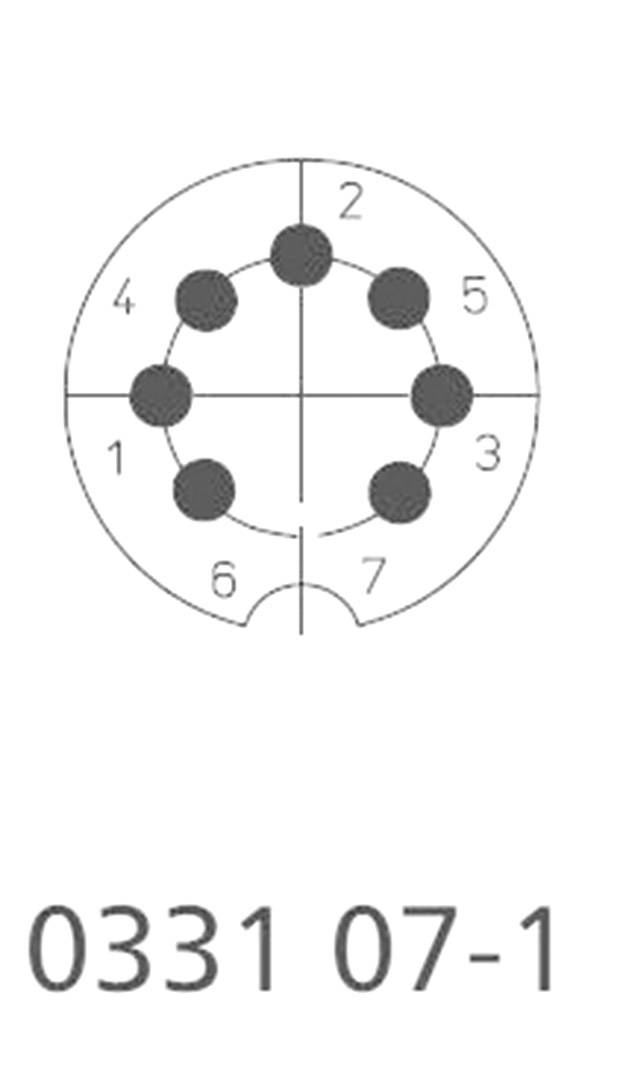Figure of a connector with seven numbered connection points arranged in a circle. Below it reads '0331 07-1'.