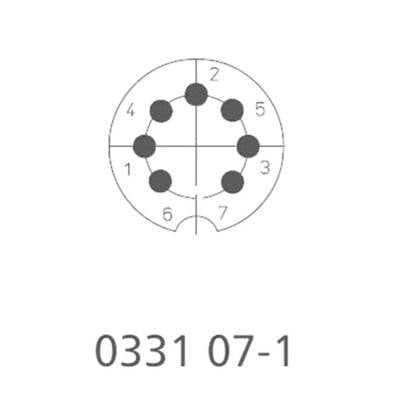 Figure of a connector with seven numbered connection points arranged in a circle. Below it reads '0331 07-1'.