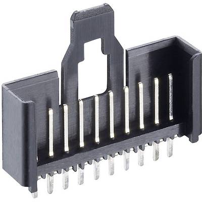 'Black electrical connector with multiple silver pins, suitable for circuit board or cable connections.'