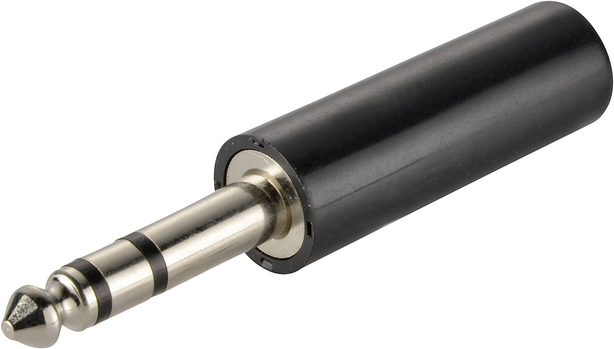 TRU COMPONENTS 733016 6.35 mm audio jack Plug, straight Number of pins: 3 Stereo Black 1 pc(s)