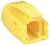 Yellow plastic plug with a rectangular opening, suitable for cable connections in electronic or electrical devices.