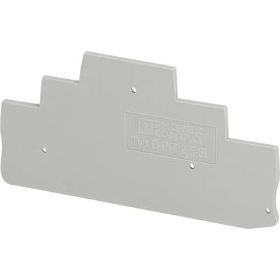 Grey plastic component with a stepped upper edge and inscription 'Phoenix Contact Type D-PIT 2.5-3L'; serves as a partition wall.