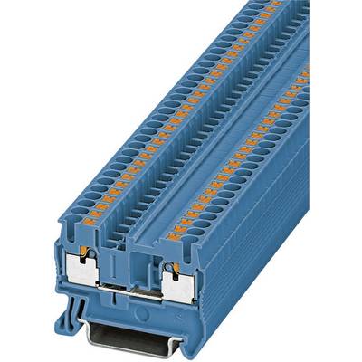 A blue terminal block with multiple connection options for electrical wires. It is used in distribution boxes.