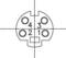 Diagram of a 4-pole connector in cross-section, numbered from 1 to 4, with a square cut-out centrally positioned at the bottom.
