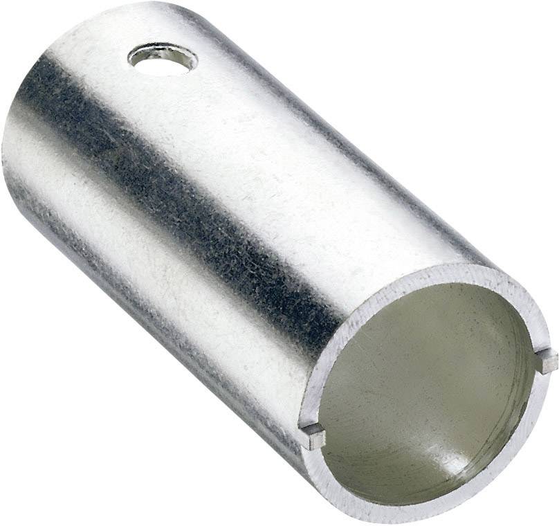 A cylindrical metal component with a hole near one end, potentially a connecting element or adaptor.