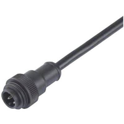 A black electric cable with a cylindrical plug, typical for industrial applications.