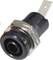 Black socket with silver threading and flat metal contact, suitable for electrical connections.