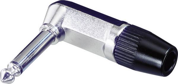 Rean AV NYS207 6.35 mm audio jack Plug, right angle Number of pins: 2 Mono Silver, Black 1 pc(s)