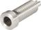 Stainless steel screw with fine thread and cylindrical head.