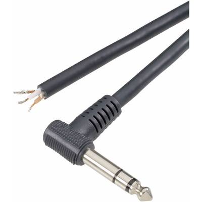 TRU COMPONENTS 1578984 6.35 mm audio jack Plug, right angle Number of pins (num): 3 Stereo Black 1 pc(s) 