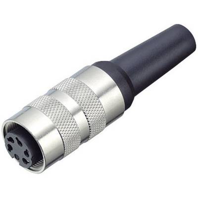 A round 5-pin metal plug with a black insulated handle, commonly used in audio equipment.