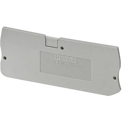 Grey plastic cover with the inscription 'PHOENIX CONTACT Type D-PI-4-QUATTRO', rectangular shape, with two holes for mounting.