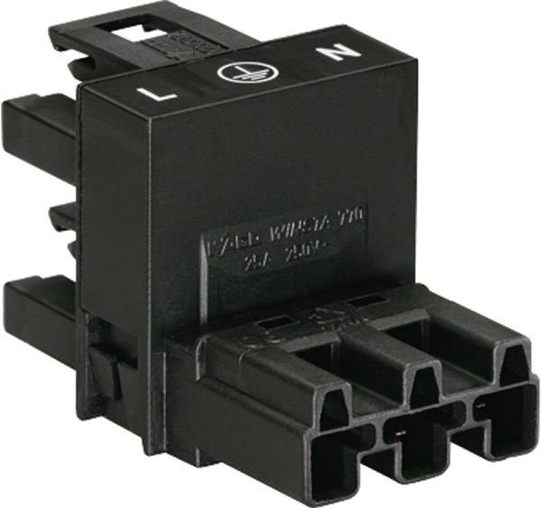 WAGO Mains H distributor Mains plug - Mains socket, Mains socket Total number of pins: 2 + PE Black 1 pc(s)