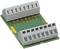 A green printed circuit board with two grey terminal strips, numbered from 1 to 15.