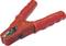 Red battery cable with terminal clamp, used for connecting car batteries.