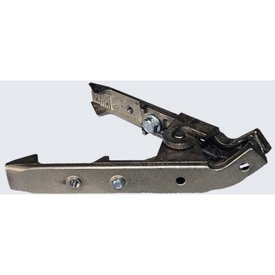 Metal mechanism with a joint and screws, likely part of a larger mechanical system or tool.