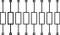 A black and white pattern consisting of several vertically stacked rectangular and circular symbols at regular intervals.