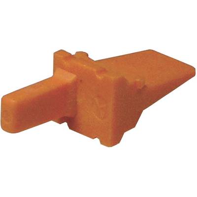 An orange Lego brick in an unusual shape, resembling a wedge.