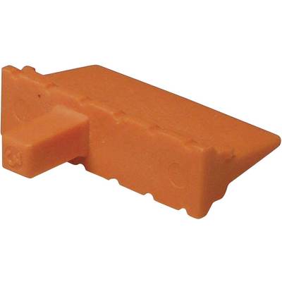 An orange plastic wedge primarily used for blocking and stabilising objects.